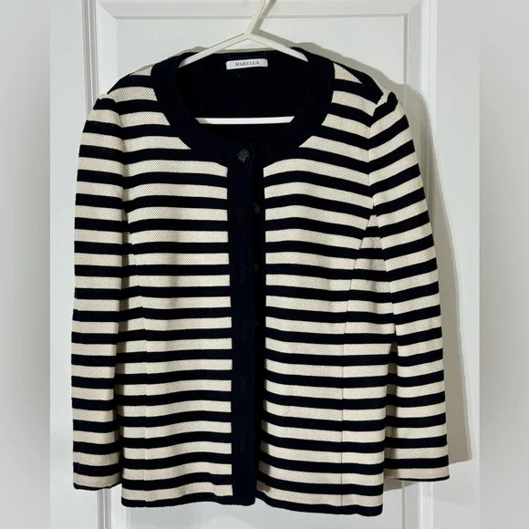 MARELLA Navy and Cream Striped Blazer - Picture 2 of 7